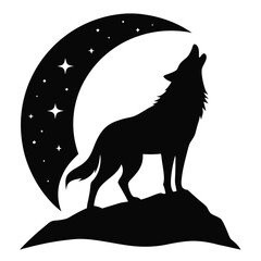 wolf howling at night