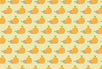 background orange fruit Seamless pattern cute on various colors backgrounds vector. Cute fruit prints.