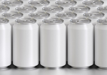 Canned beer storage background Aluminum can drinks or soda aluminum can