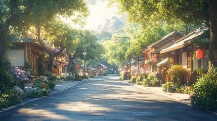Fototapeta premium The street of Adventure town, the foreground is the SLATE road ground