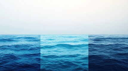 A gradient of ocean blues, from shallow turquoise to deep navy