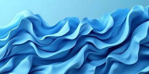 Fototapeta premium Abstract blue fabric waves, flowing smoothly.