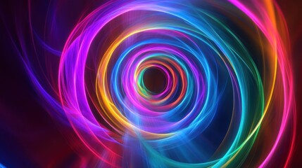 A kaleidoscope of neon colors swirling together in a dance of light