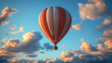 Fototapeta premium A vibrant hot air balloon soaring through a colorful sky.