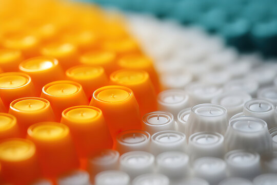 Intricate macro shot of dosator tip with plastic immunosorbent assay plate