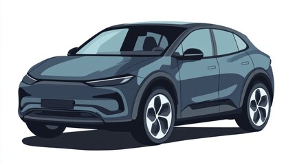 Transparent PNG mockup of an electric SUV highlighting its sleek lines, modern front fascia, and eco-friendly appeal.