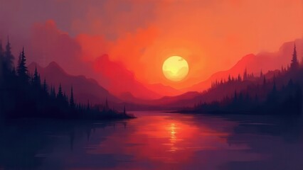 Multicolor fading blur. Midnight sun gradient showcasing warm oranges and muted purples, composed into a noise-free and clear vector background, 4K UHD