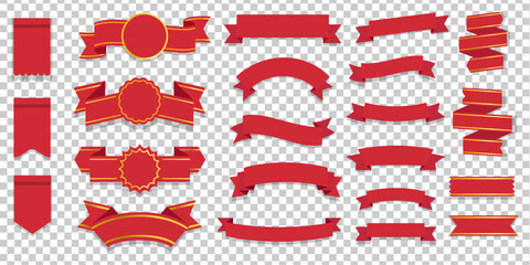  red ribbon banner vector set.flat vintage flags collection, Blank Ribbons and Banners in Various Shapes and Styles.