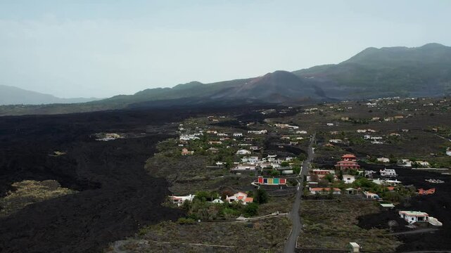 Aerial drone view of the landscape of La Palma, Canary Islands, Spain