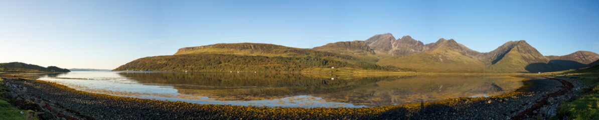 Panorama of sea loch on Isle of Skye