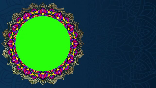 Islamic animated moving mandala background ornament Islamic and green screen space empty 4k animation looping