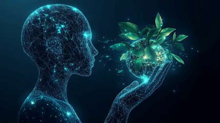 Woman Network Connects With Growing Plant Life