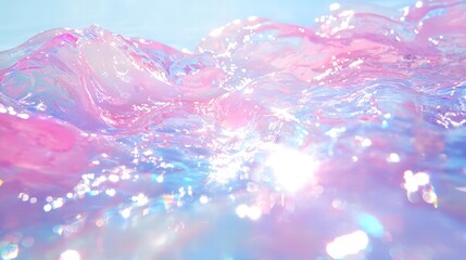 An artistic composition of ocean waves captured in motion, reflecting bright sunlight and creating a sense of rhythm and flow. The vibrant colors and dynamic movement make this image an excellent