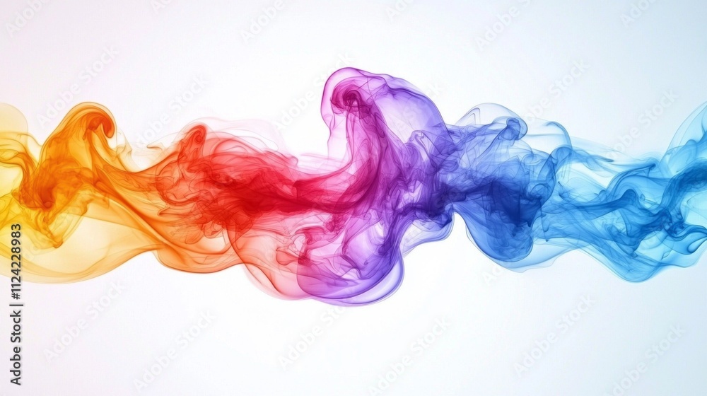Poster splashes of vivid colors intertwine like flowing silk, creating a mesmerizing abstract composition t