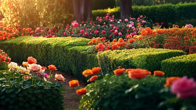 Vibrant Spring Garden Roses Flowers Shrubs Landscape Design