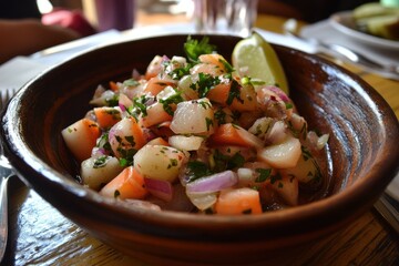 Ceviche from Peru at a Santiago eatery