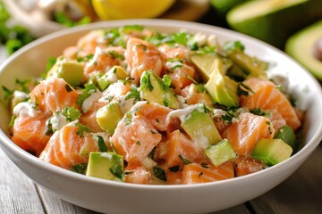 Ceviche with salmon avocado and cream cheese Nutritious Chilean dish