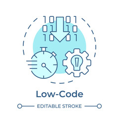 Low code soft blue concept icon. Drag and drop interfaces with pre built components. RPA technology. Round shape line illustration. Abstract idea. Graphic design. Easy to use in presentation