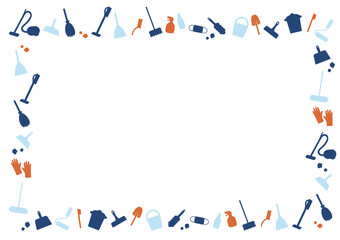 掃除道具のシルエットフレーム（北欧風）