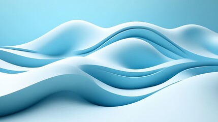 Fototapeta premium Abstract light blue 3D wavy landscape.