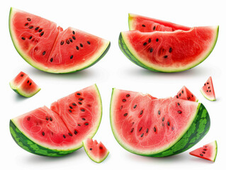watermelon and half isolated on white background