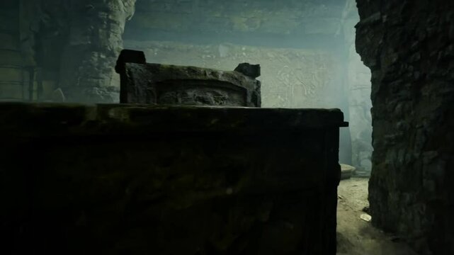 Ancient Treasure Cave with Gold, Gems, and Hieroglyphs
