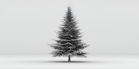 Obraz premium Snow-Covered Evergreen Tree Against Light-Colored Background with Shadow