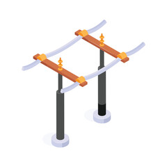 Trendy isometric vector of electric pole, editable icon