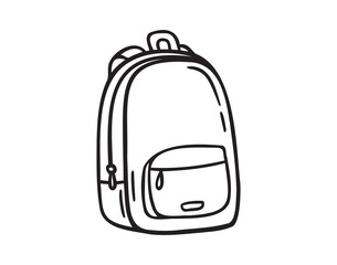 Camping school backpack hand drawn doodle icon. Bag for travel in sketch style. Isolated on white background. 