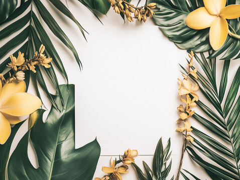 Blank background with negative space on leaves for customization