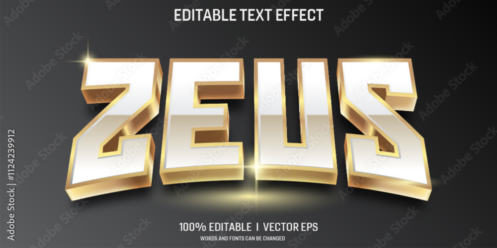 Wall mural zeus white and gold color vector text effect with modern style design