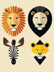 Fototapeta premium Animal-Themed Minimalist 3D Vector Graphics