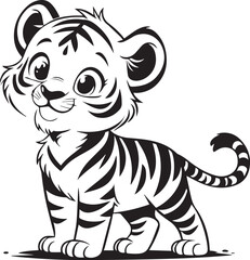 baby tiger silhouette vector