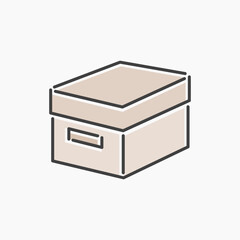storage box cartoon flat line art. Illustration of storage box, perfect for needs related to container, store, package, warehouse, and more.