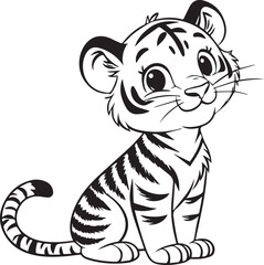 baby tiger silhouette vector