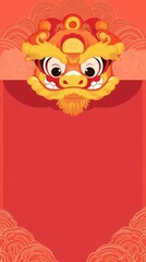 Fototapeta premium Red envelope illustration traditional background.