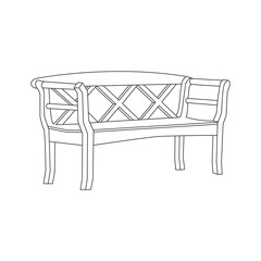 Park bench, garden bench. continuous line drawing. linear vector illustration, isolated on white background.