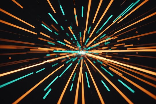 Abstract background of long explosure tale light on black ,Technology backgroud
