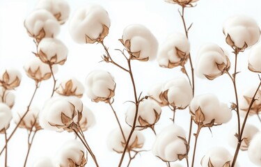 Background: fluffy white cotton flowers