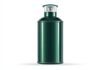 Deep green metallic spray can with mist top, captured from a front view on a white backdrop.
