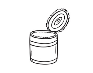 Tin can doodle hand drawn icon. Tin can camp canned food drawing outline clipart