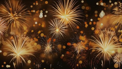 Fototapeta premium Fireworks light up the night sky with fireworks display. Celebration background.