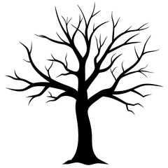 Obraz premium Black & white a simple scary tree design art vector. A scary tree Silhouette, Tree elements illustration