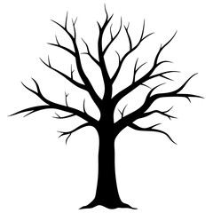 Fototapeta premium Black & white a simple scary tree design art vector. A scary tree Silhouette, Tree elements illustration
