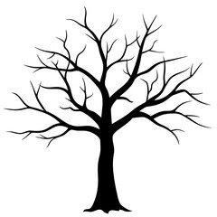 Fototapeta premium Black & white a simple scary tree design art vector. A scary tree Silhouette, Tree elements illustration