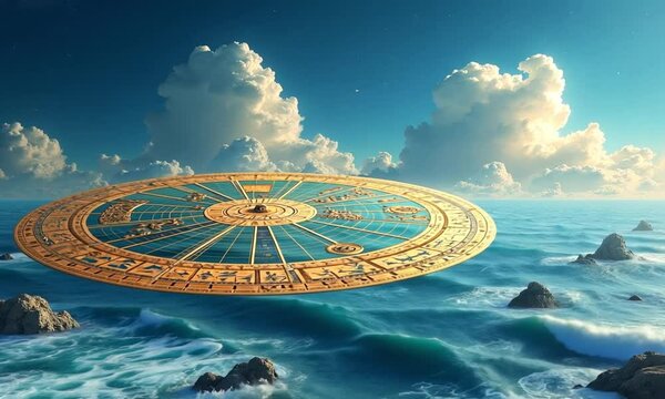 Futuristic Sky with Astrological Symbol