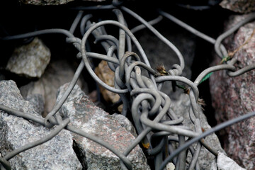 Rock sliding prevention. Mesh net and mutiple strong nails help to catch loosened rocks and...