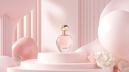 podium mockup in backdrop for perfume