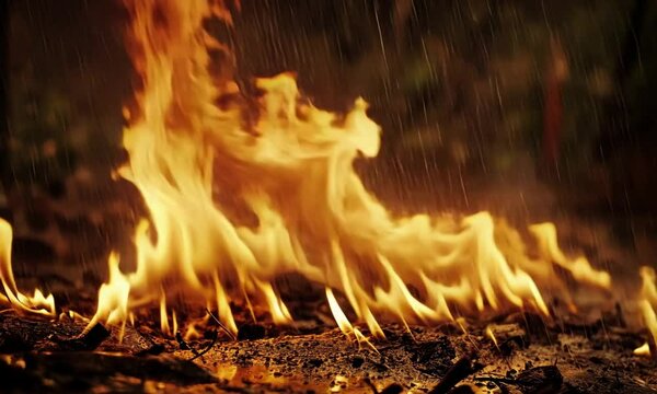 Fiery Rain: A Dramatic Contrast of Fire and Water