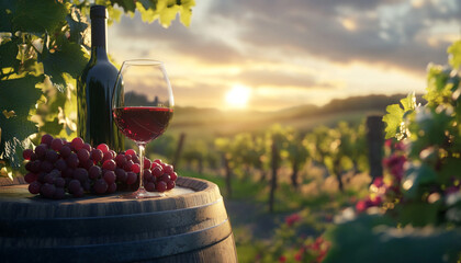 Fototapeta premium wine and grapes